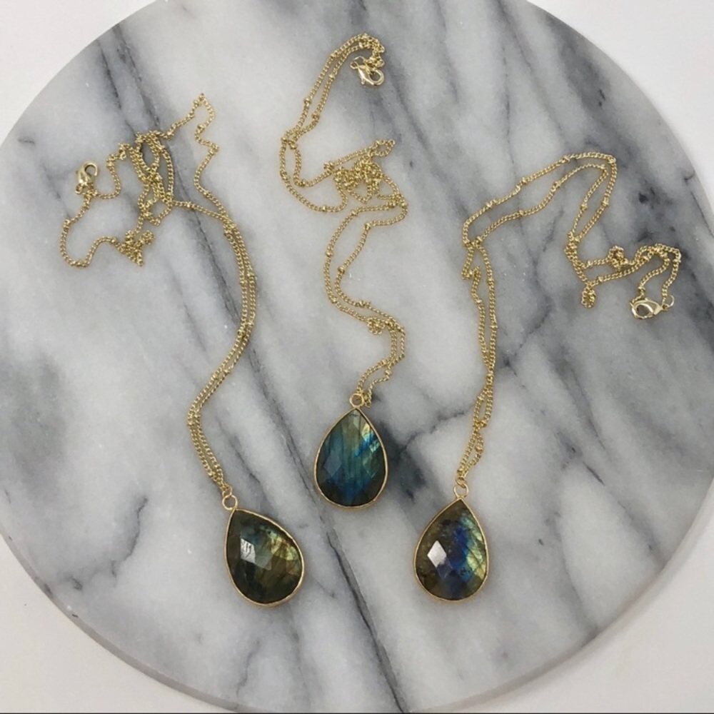 14K Gold Labradorite Boho Nebula Necklace - Picture 8 of 8